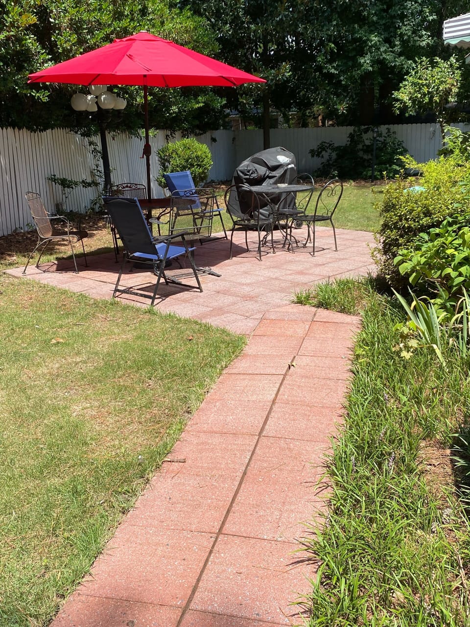 Fenced backyard