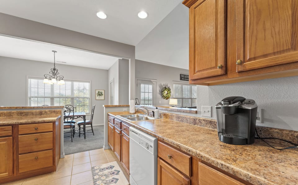 Spacious kitchen has everything you will need for your stay.