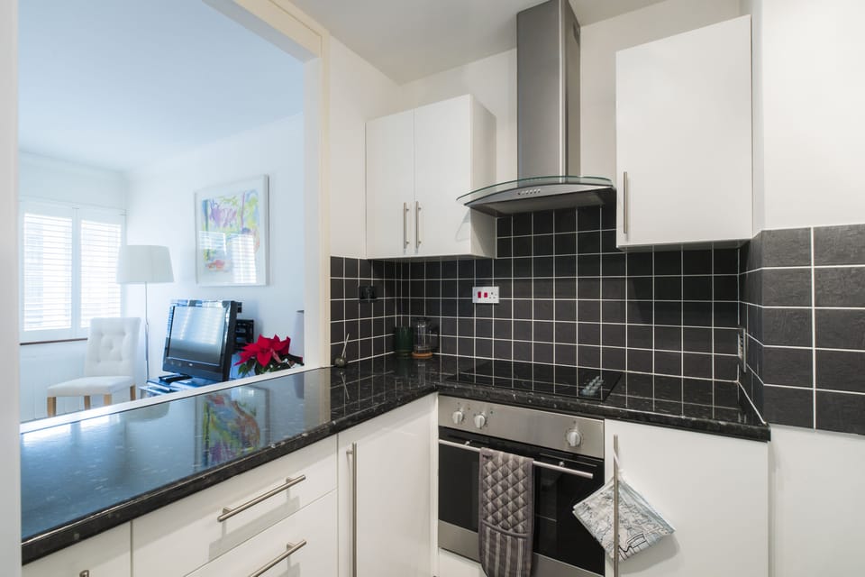 Apartment (1 Bedroom) | Private kitchen | Fridge, microwave, oven, stovetop