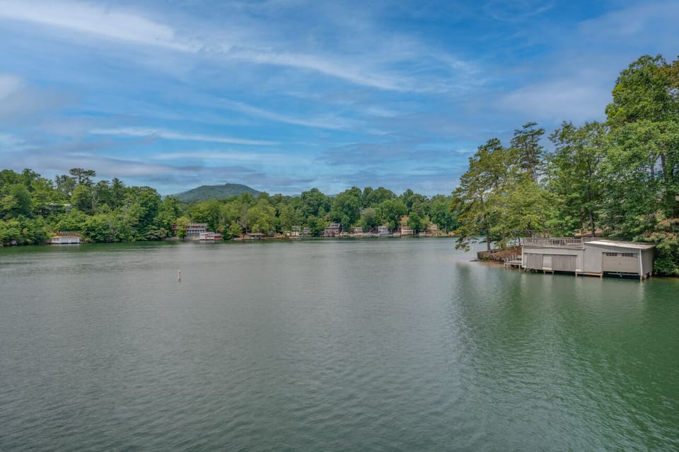View of lake from fire pit area