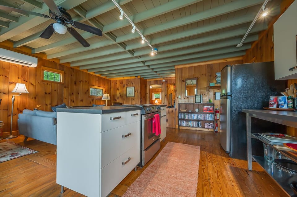 Kitchen is outfitted with an electric range
