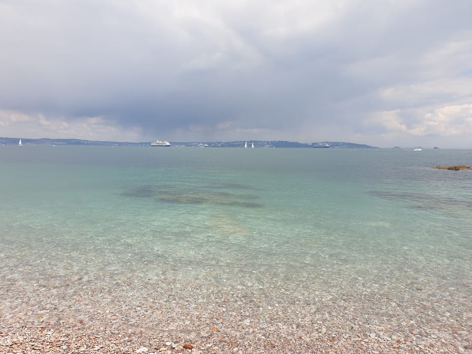 Breakwater beach 7 minutes walk from the cottage.