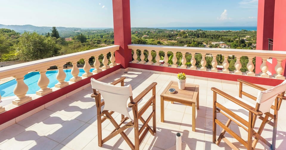 With a private veranda, with panoramic sea and pool views