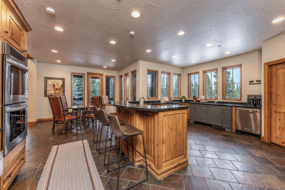 Barstool seating for 3 in kitchen