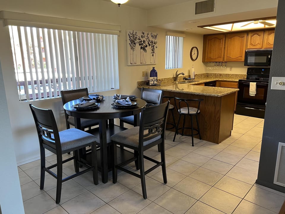 Dining room and kitchen open