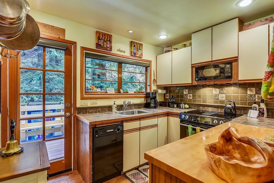 The kitchen and front porch.