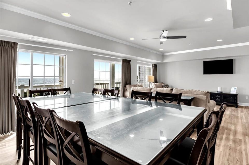 Open living room and dining area
