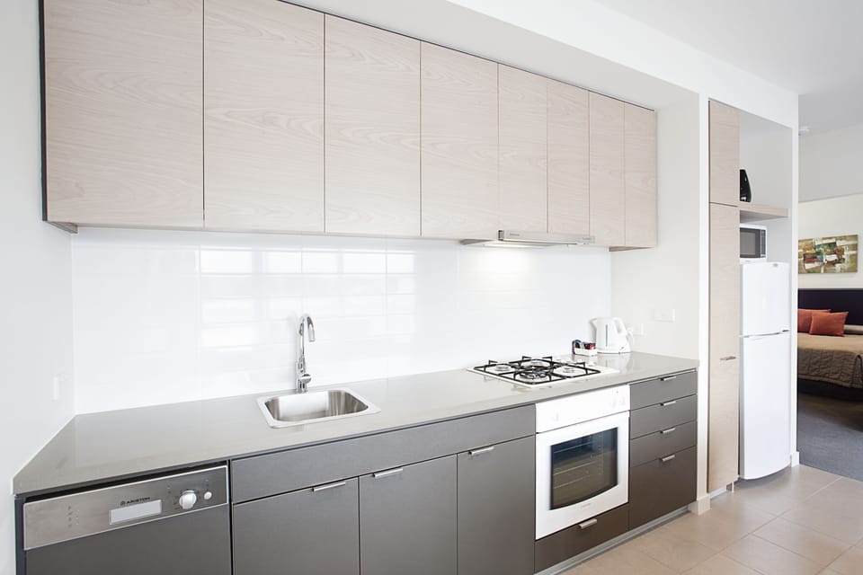 Fridge, microwave, coffee/tea maker, toaster