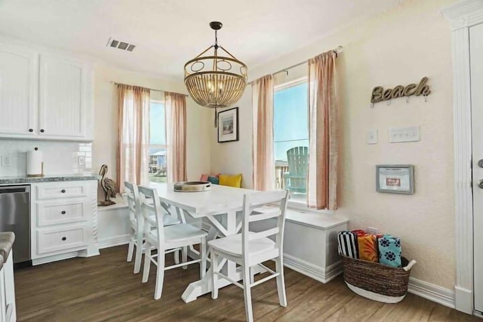 Handmade wood table with custom bench seating