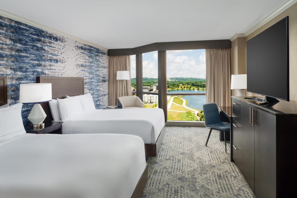 Room, 2 Double Beds, Lake View | Premium bedding, pillowtop beds, in-room safe, desk