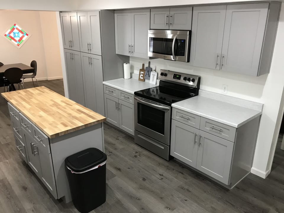 Ample cabinet storage space.