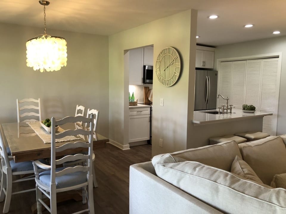 Entering from porch - fully open floor plan. 