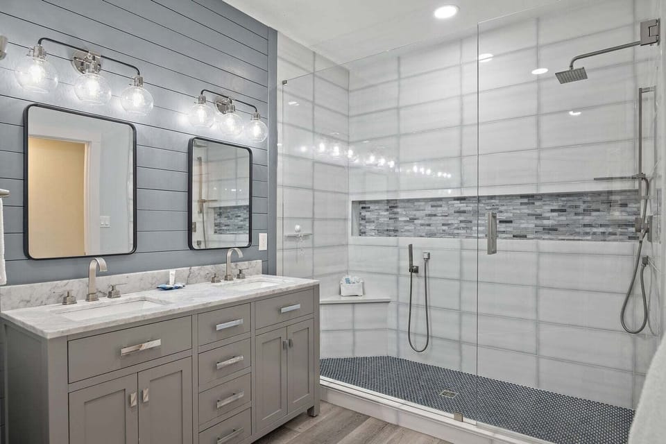 Master bathroom with large walk-in shower
