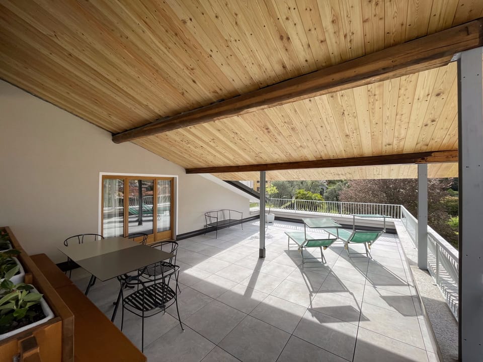 Terrace with lake and mountain view 