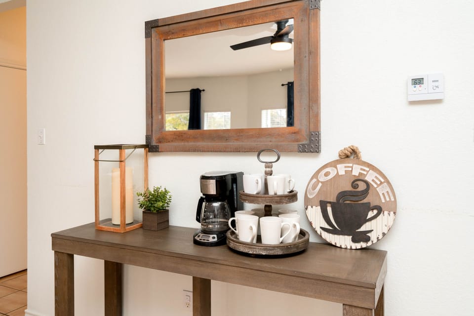 Coffee Bar conveniently located between the kitchen and living room