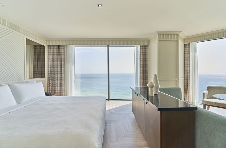 Premier Ocean View King | Frette Italian sheets, premium bedding, in-room safe, blackout drapes