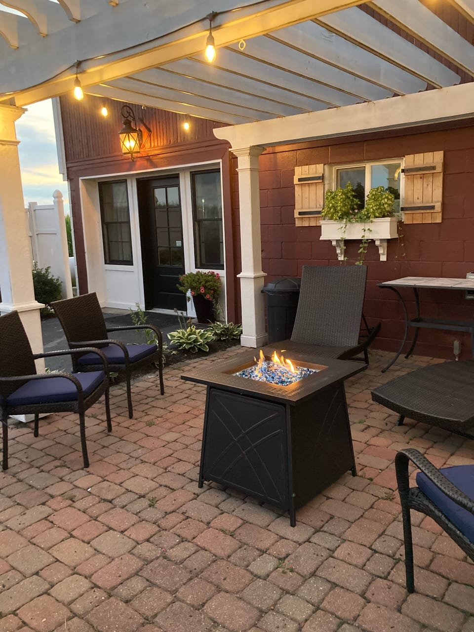 Patio area with gas fireplace