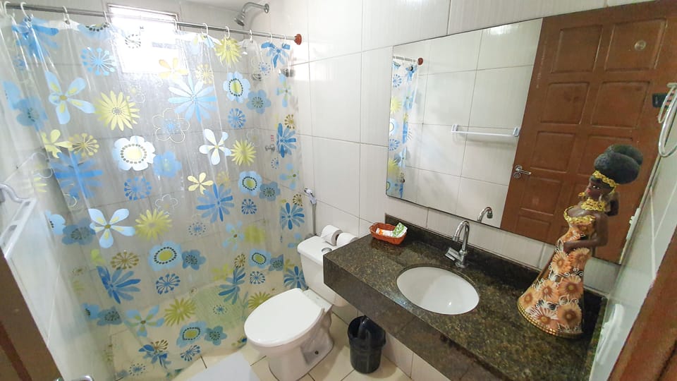 Shower, towels, soap, shampoo