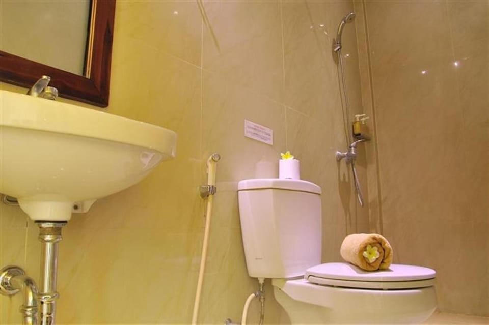 Shower, free toiletries, towels