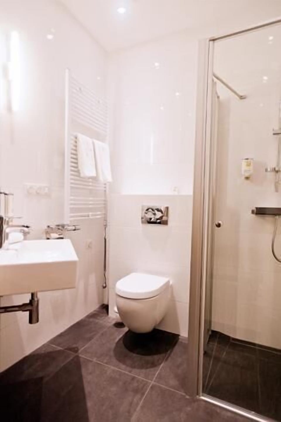Rainfall showerhead, hair dryer, bathrobes, slippers