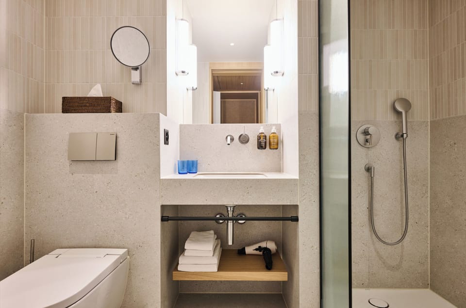 Free toiletries, hair dryer, towels