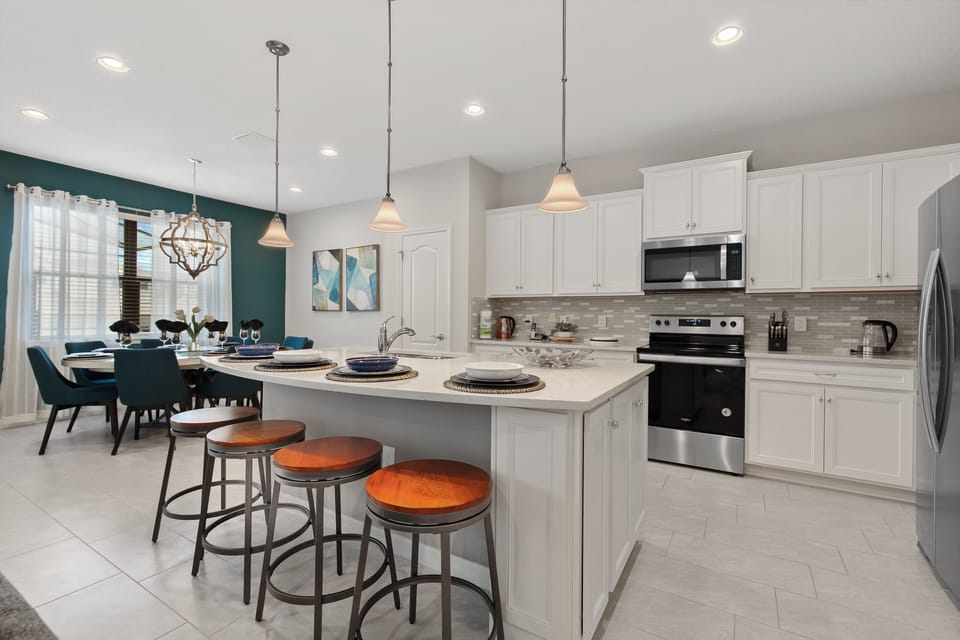 Modern style kitchen with barstool seating