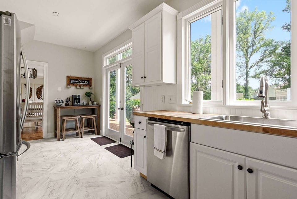 Don't miss any of the action from this open corner kitchen