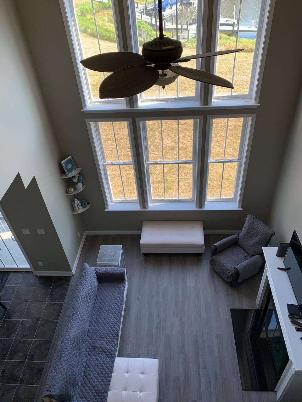 View on living room from loft