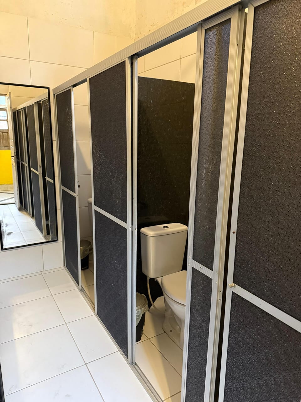 Shower, towels, toilet paper