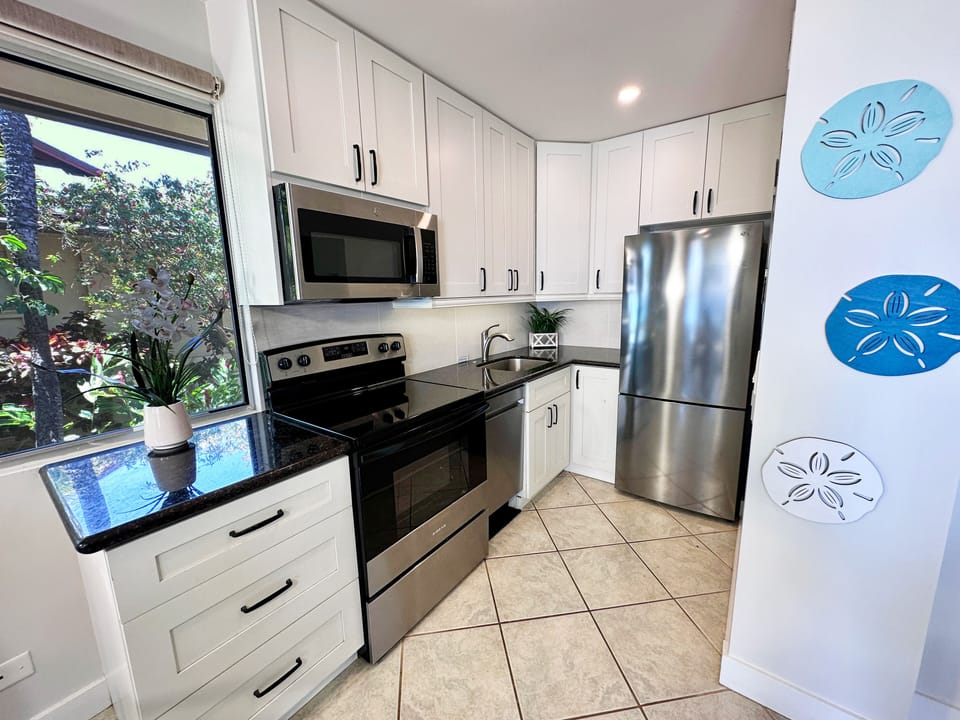Prepare a delicious meal while you take in beautiful views of the ocean
