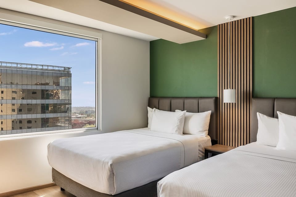 Standard Double Room, 2 Double Beds | In-room safe, desk, bed sheets, wheelchair access