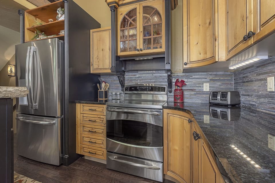 Custom made kitchen with stainless steel appliances