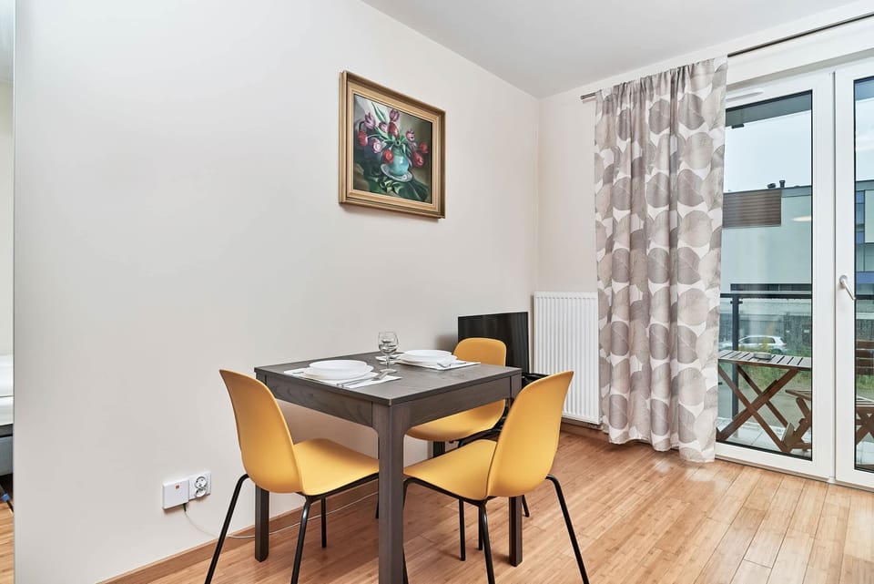 The living area's sleek design is both functional and aesthetically pleasing.