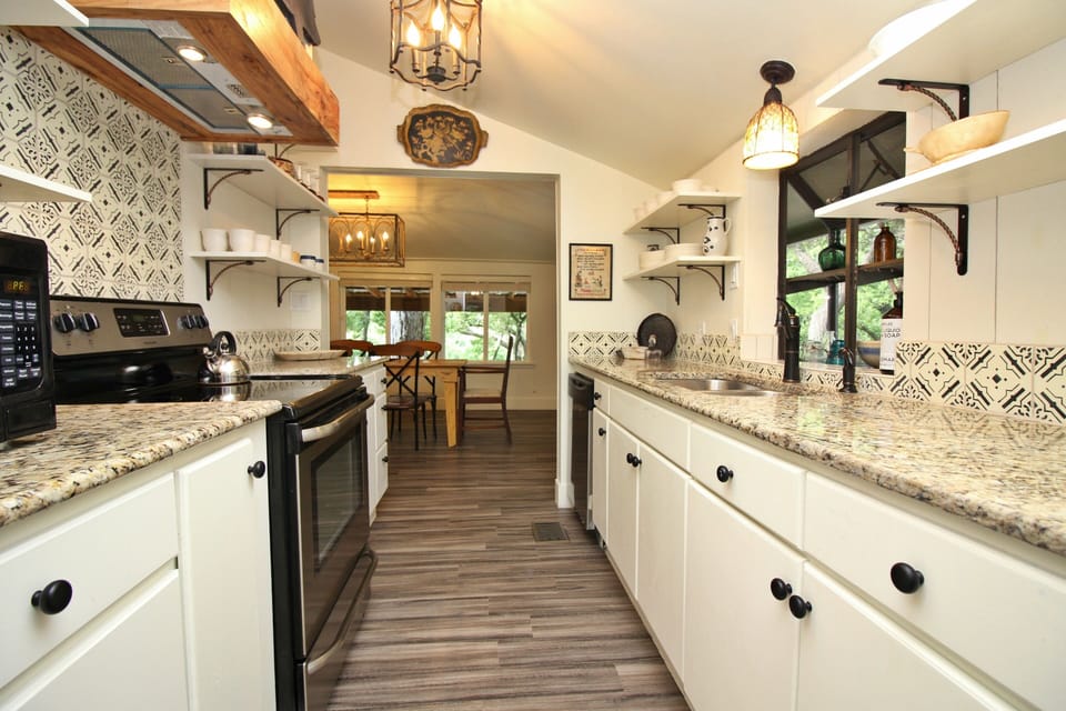 View of kitchen looking at dining room