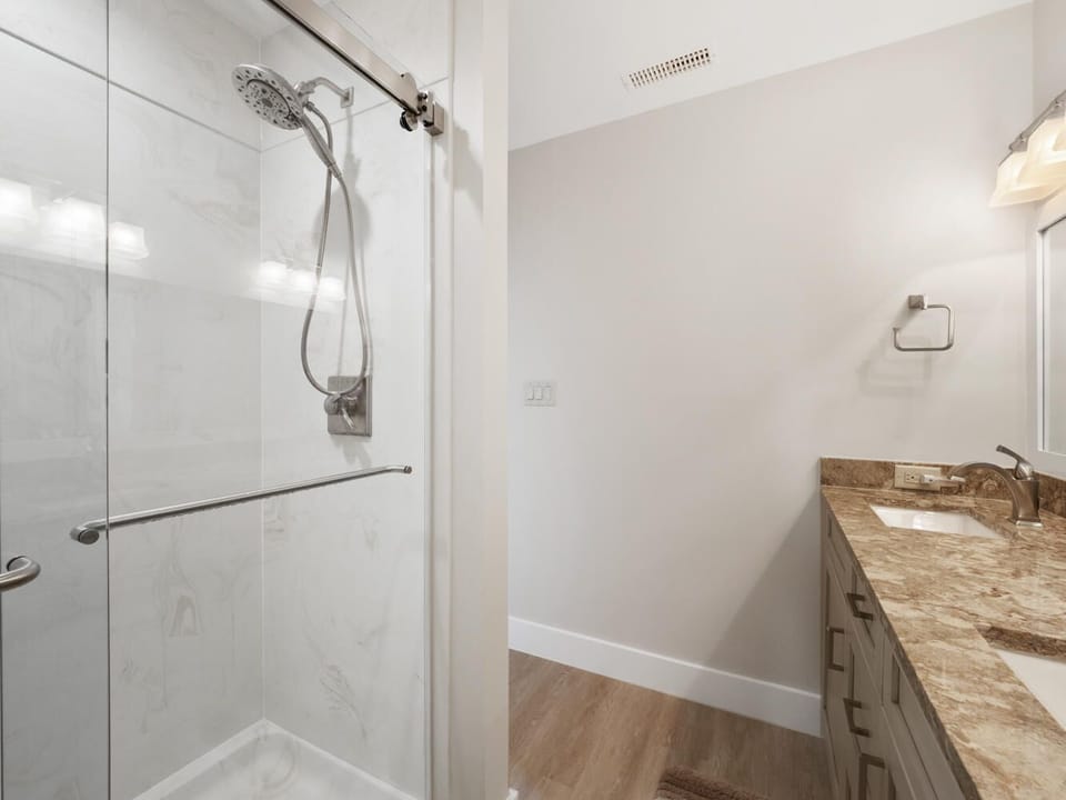Master Bath with Double Sinks & Glass Shower