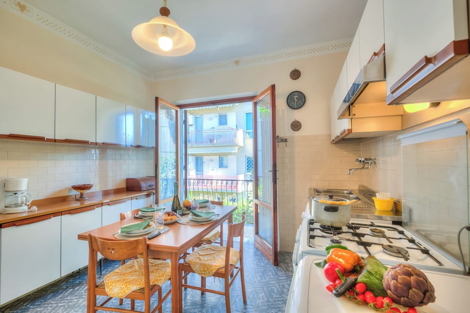 Family House, Multiple Bedrooms, Mountainside (Casa Vittoria 800m from sea) | Private kitchen | Full-size fridge, microwave, oven, stovetop