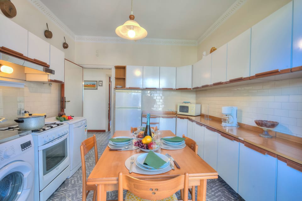 Family House, 2 Bedrooms, Balcony, Mountainside (Casa Vittoria 800m from sea) | Private kitchen | Full-size fridge, microwave, oven, stovetop