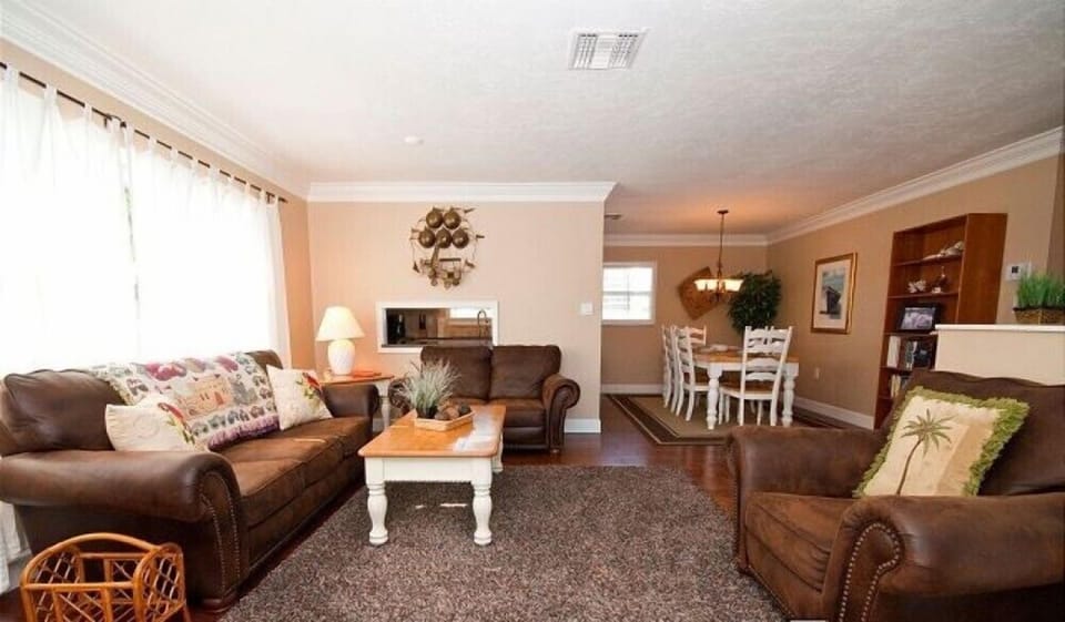 Living room to dining area view
