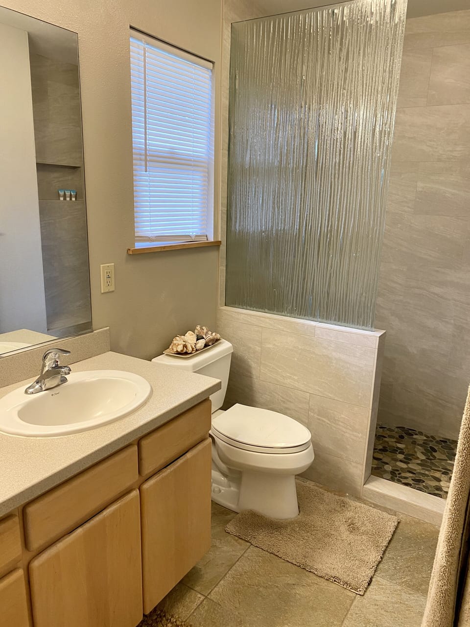 Master bathroom with two sinks 