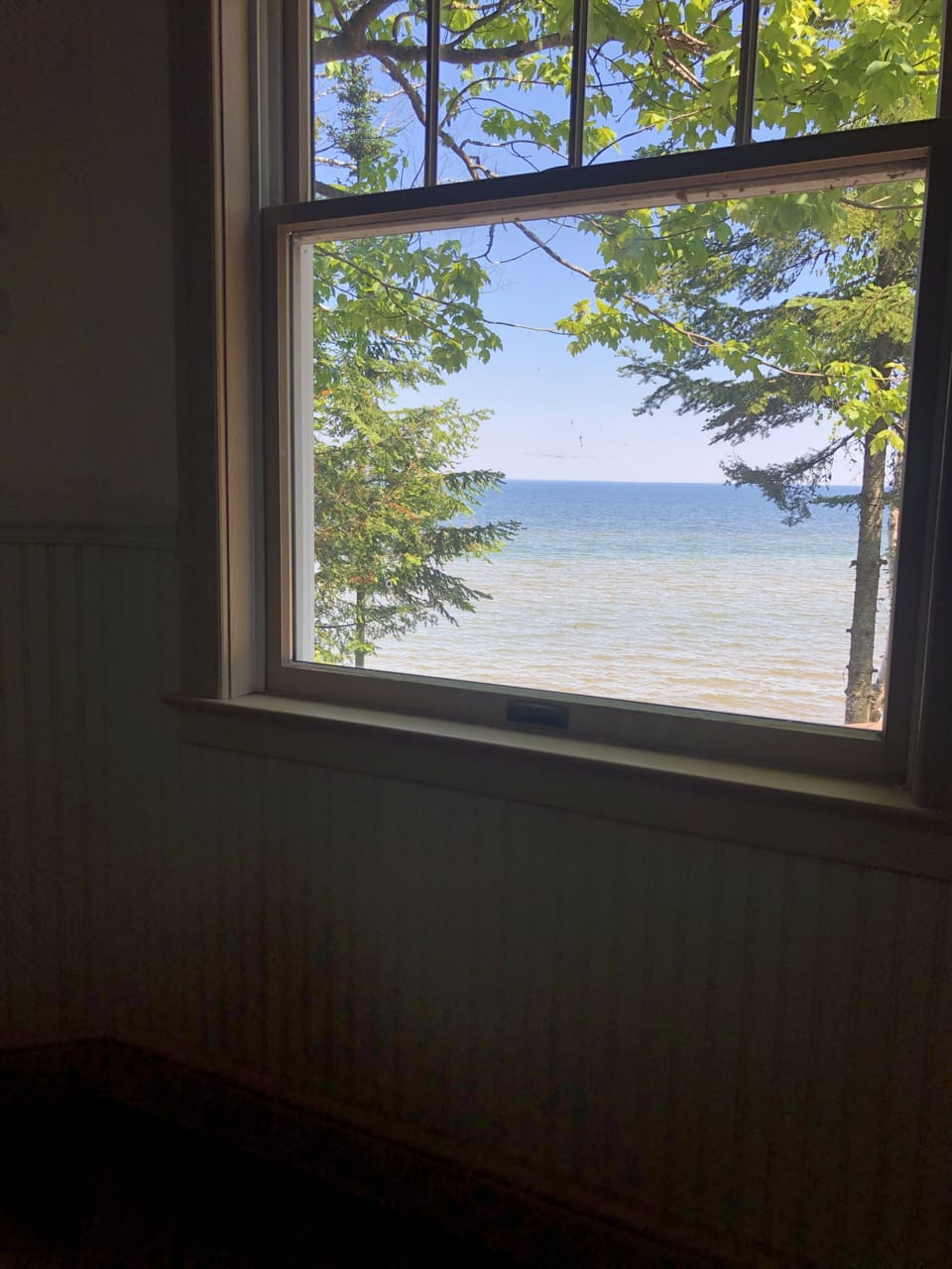 Looking out viewing area window.