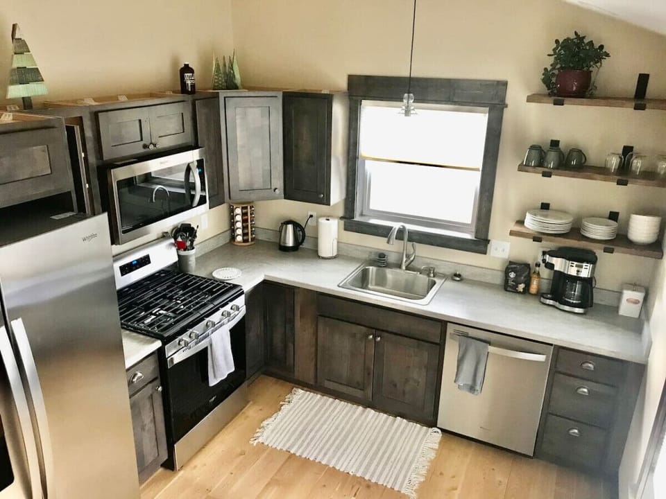 the kitchen is stocked with everything you need to eat in.