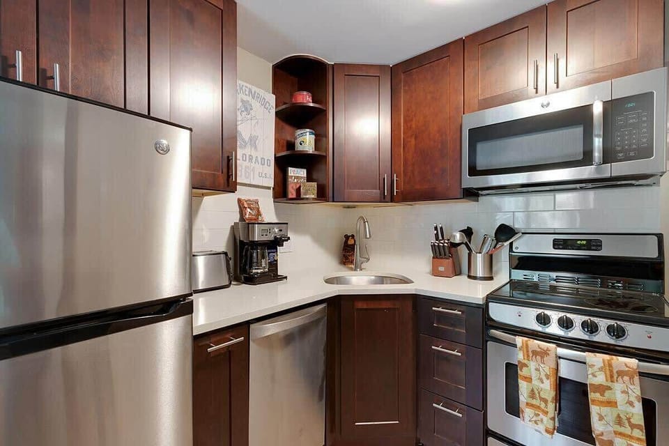 Kitchen with stainless steel appliances