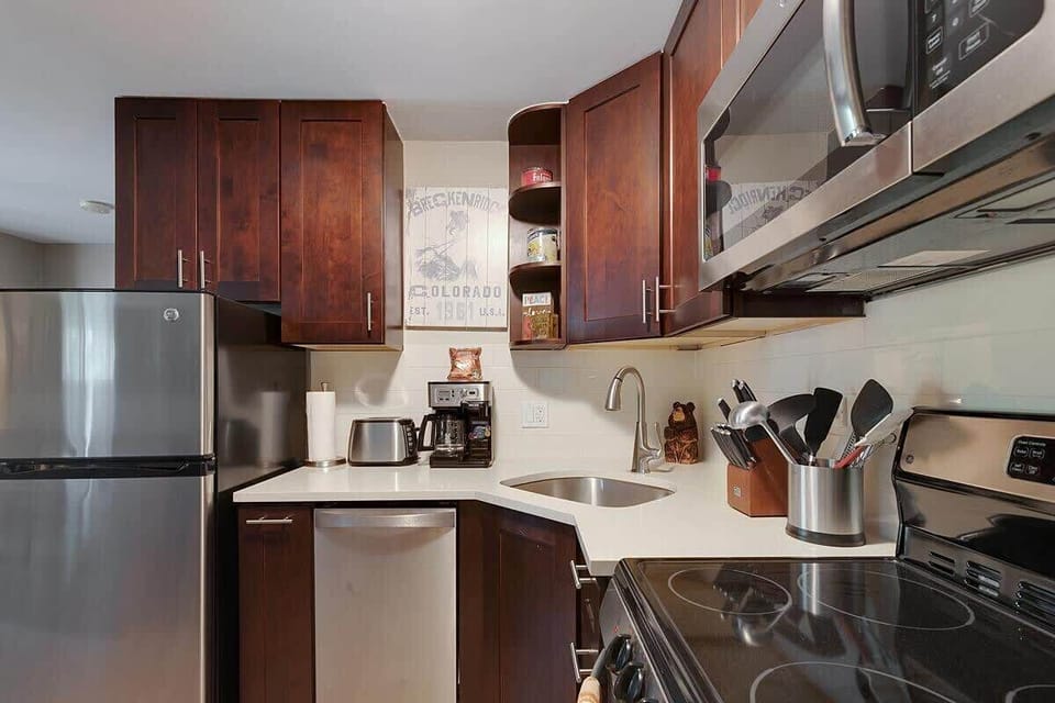 Kitchen with stainless steel appliances