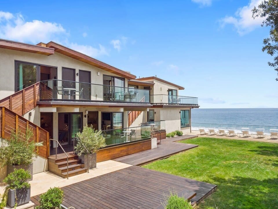 Nurtured green grass is a great place to stretch out in the morning as you take in the ocean breeze