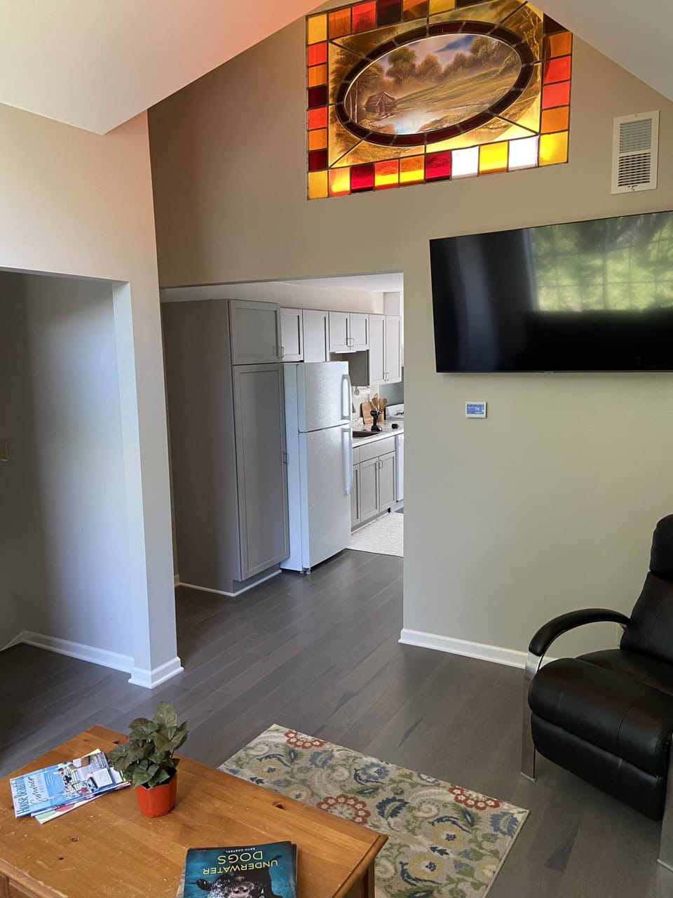 Upstairs living room with a 55" smart TV