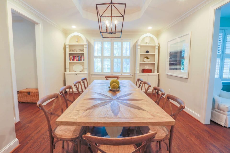 Whether you cook all your meals in the home or enjoy takeout throughout your stay, you'll love the large dining table.