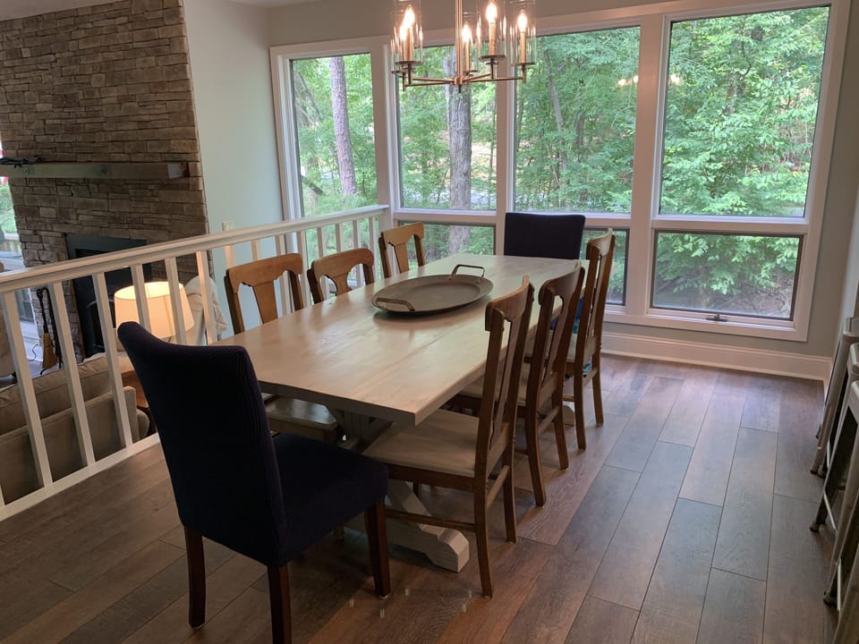 Dining for 8, 4 seat at bar for total of 12
