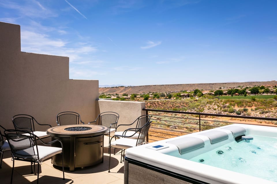 Balcony Fire Table + Private Hot Tub