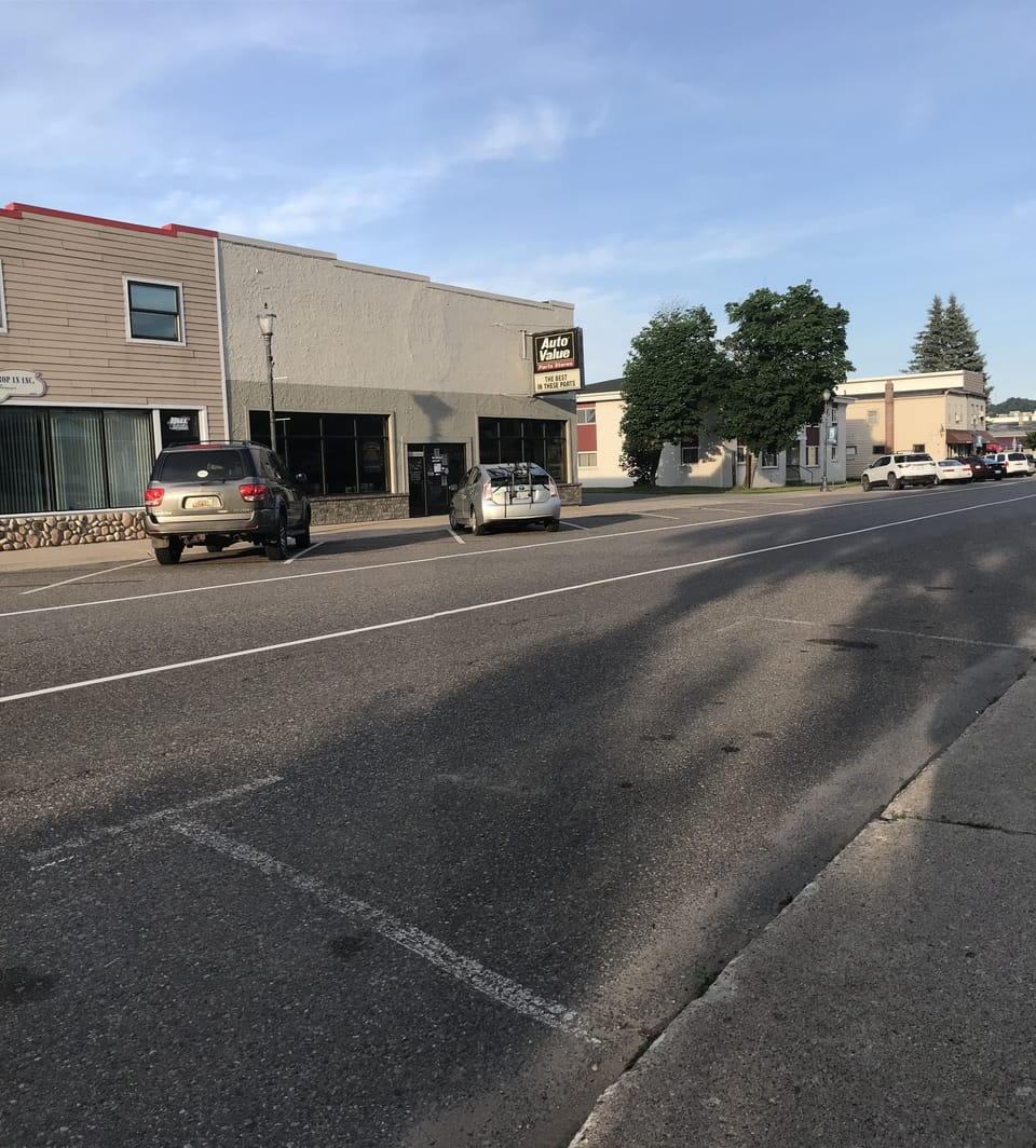 You are on the main drag in Munising, where the 4th of July parade route is.