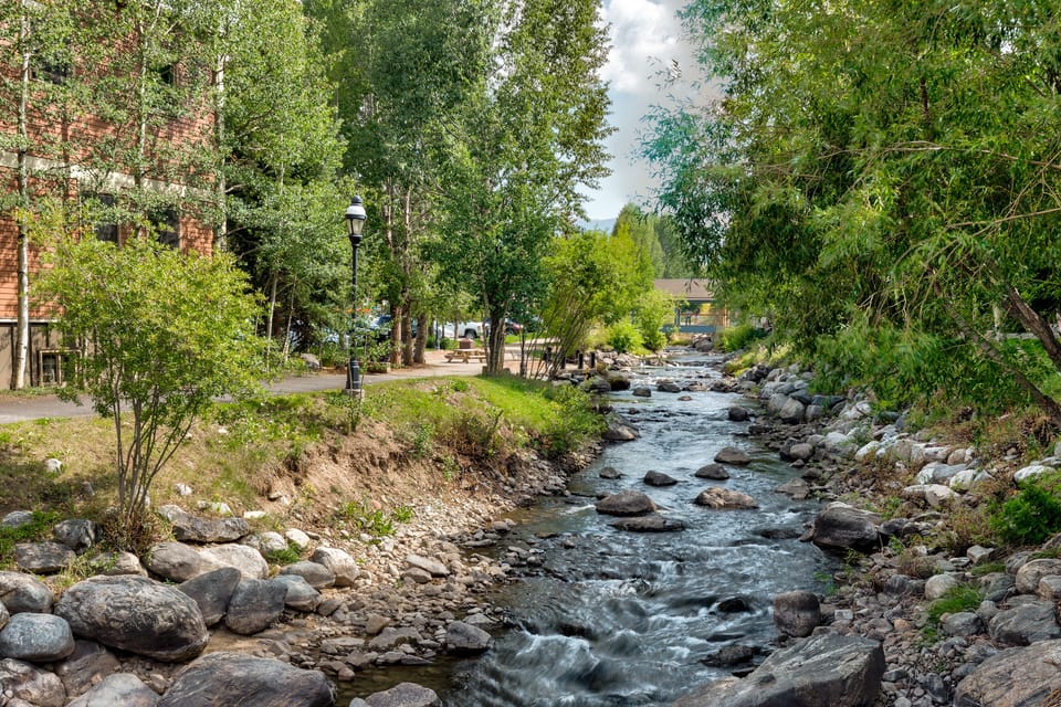 View of the Blue River from the Riverwalk Center in Breckenridge